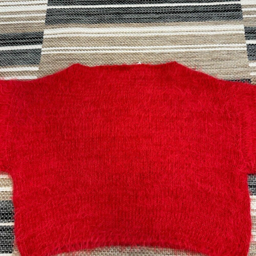 Free People Flurry Jumper Sweater Cropped‎ Slouchy Relaxed Long Sleeve Red Sz XS - Picture 6 of 11